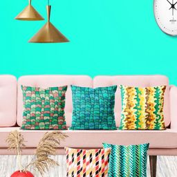 ArtzFolio Multicoloured Set of 5 Square Cushion Covers-10