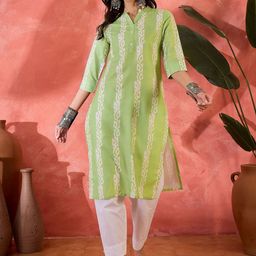 Sangria Floral Printed Mandarin Collar Straight Kurta-49
