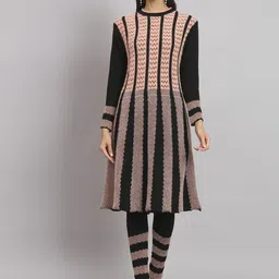 BUDAPEST Women Striped Regular Pure Wool Kurta with Trousers-picture-53