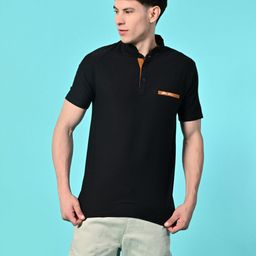 STARFOX Men Solid Mandarin Collar Cotton Slim Fit T-shirt-image-76