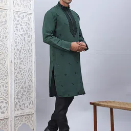 Jompers Men Ethnic Motifs Embroidered Regular Sequinned Kurta with Pyjamas image 4