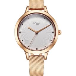 Titan Women Brass Embellished Dial & Bracelet Style Straps Analogue Watch 2754WM01-73