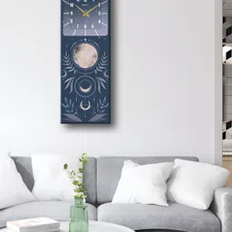 OLIVE TREE Grey & White Printed Wooden Contemporary Rectangle Shaped Wall Clock-89