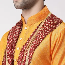 SG LEMAN Men Regular Silk Georgette Kurta with Pyjamas & With Dupatta image 2