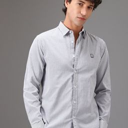 Banana Club Men Classic Slim Fit Pinstripes Opaque Striped Casual Shirt-image-94