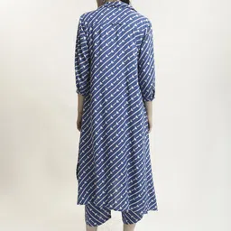 BLACK & BLAH BLAH Geometric Printed Regular Kurta With Trousers image 4