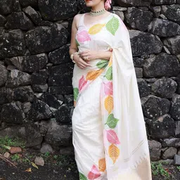 all about you Women Floral Print Pure Silk Banarasi Saree-image-19
