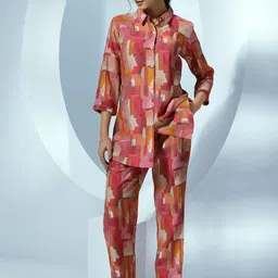 Libas Abstract Printed Shirt With Trousers Co-Ords-picture-1