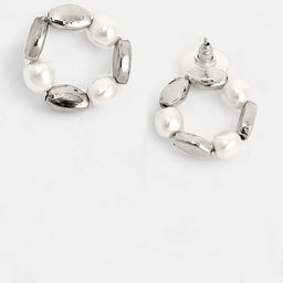 SOHI Set Of 2 Silver-Plated Beaded Circular Shaped Dented-Loop Studs image 3