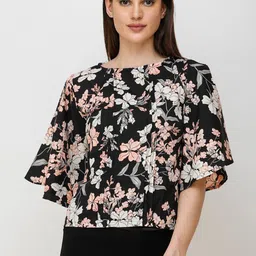 Moda Rapido Floral Print Flared Sleeve Crepe Top-image-70