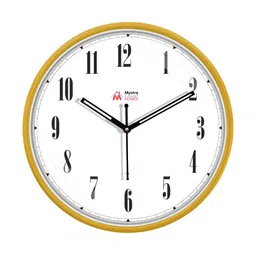 Myntra Elegant Homes Yellow & White Printed Silent Analogue Contemporary Wall Clock-57