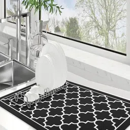 FAVRIA Black & White Waterproof Kitchen Mats-image-3