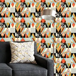 ArtzFolio Printed UV-Resistant Anti-Bacterial Abstract Squares & Triangles Peel & Stick Wallpaper-76