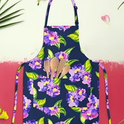 ArtzFolio Black & Purple Printed Pure Cotton Apron-image-64