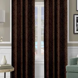 Cortina Brown 2 Pieces Floral Printed Long Door Curtain-44