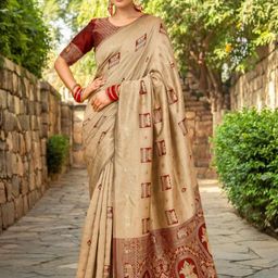 DIVASTRI Woven Design Zari Silk Blend Paithani Saree-image-85