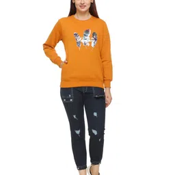 WOOL 4U Women Printed Round Neck Pullover Sweatshirt-picture-0