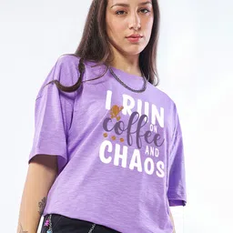 Bewakoof AIR Women Typography Printed Cotton Oversized T-shirt-image-69