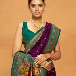 KALINI Woven Design Zari Silk Blend Banarasi Saree-picture-32
