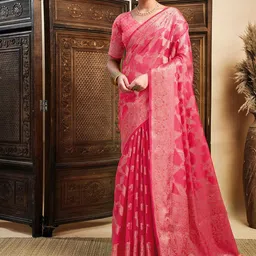 SAMAH Woven Design Zari Silk Blend Chanderi Saree-picture-34