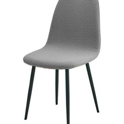 HOKIPO Grey Jacquard Shell Chair Cover For Dining Table Stretchable Slipcovers-image-62