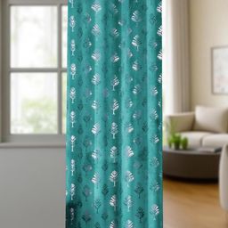 IVAZA Turquoise Blue Floral Black Out Long Door Curtain-image-96