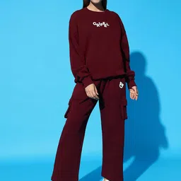 GRIFFEL Women Printed Long Sleeve Sweatshirt & Track Pant Co-Ords-33