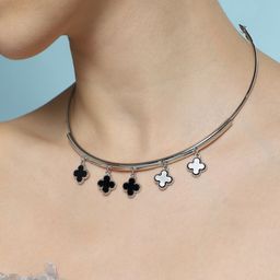 SOHI The Clover-Charm Collar Silver-Plated Necklace-picture-24