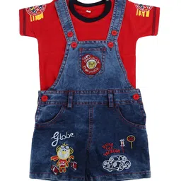 ZADMUS Infant Embroidered Dungaree With T-Shirt-image-12