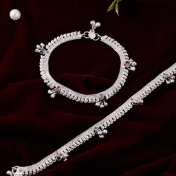Silvermerc Designs Silver-Plated Artificial Stones Anklet-picture-20