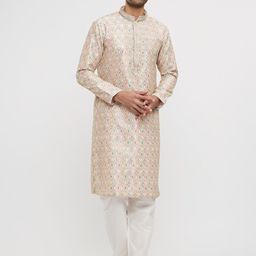 Twamev Men Embroidered Regular Thread Work Kurta with Trousers-image-93