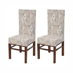 Yellow Weaves Set Of 2 Grey & Off-White Printed Chair Covers-27