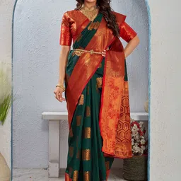 Tankori Woven Design Zari Mysore Silk Saree-image-4