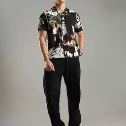 Mast & Harbour Men Classic Fit Abstract Printed Cuban Collar Cotton Casual Shirt-picture-34