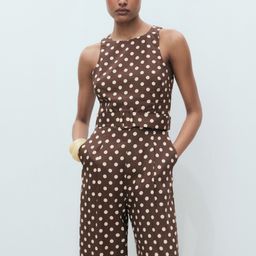 MANGO Polka Dots Printed Flared Fit Jumpsuit with Belt-25