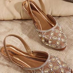 CORSICA Women Copper Embellished Ethnic Mojaris Flats-picture-0
