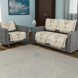 Kuber Industries White & Brown Printed Cotton Sofa Cover-image-83