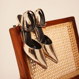 JM Looks Women Kitten Heel Pointed Toe Ankle Buckle Stylish Comfortable Heel-21