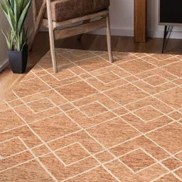 saraswatii global Orange & White Geometric Anti-Skid Woollen Carpet-image-7