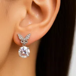 ISHTAARA Women White Butterfly Studs Earrings-picture-38