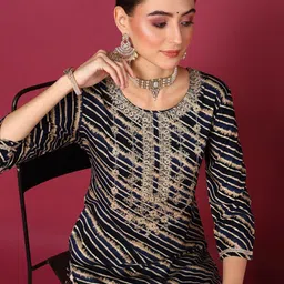 KALINI Women Leheriya Embroidered Kurta-image-55