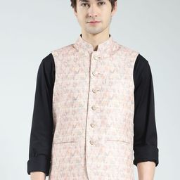 Monte Carlo Men's Printed Band Neck Nehru Jacket-26