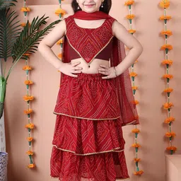 NEUDIS Girls Bandhani Printed Gotta Patti Ready to Wear Lehenga & Choli With Dupatta-27