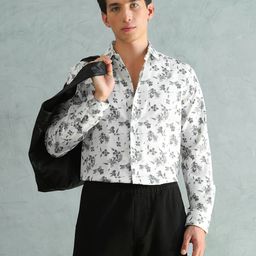 Arrow New York Slim Fit Floral Printed Long Sleeves Pure Cotton Formal Shirt-image-73
