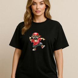 Anikmart Women Dri-FIT Graphic Printed Round Neck Cotton Oversized T-shirt-picture-47