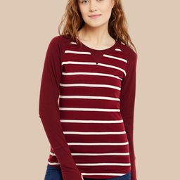 Hypernation Women Striped Round Neck Pure Cotton T-shirt-image-81