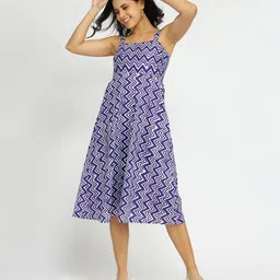 Pink Fort Print A-Line Midi Dress-picture-3
