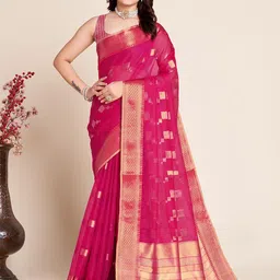 AMRUTKALA SAREES Geometric Woven Design Zari Saree-image-10