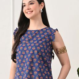 DECKEDUP Women Floral Printed Flutter Sleeves Top-picture-48