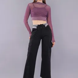 HIGH BUY Choker Neck Net Crop Top-image-89